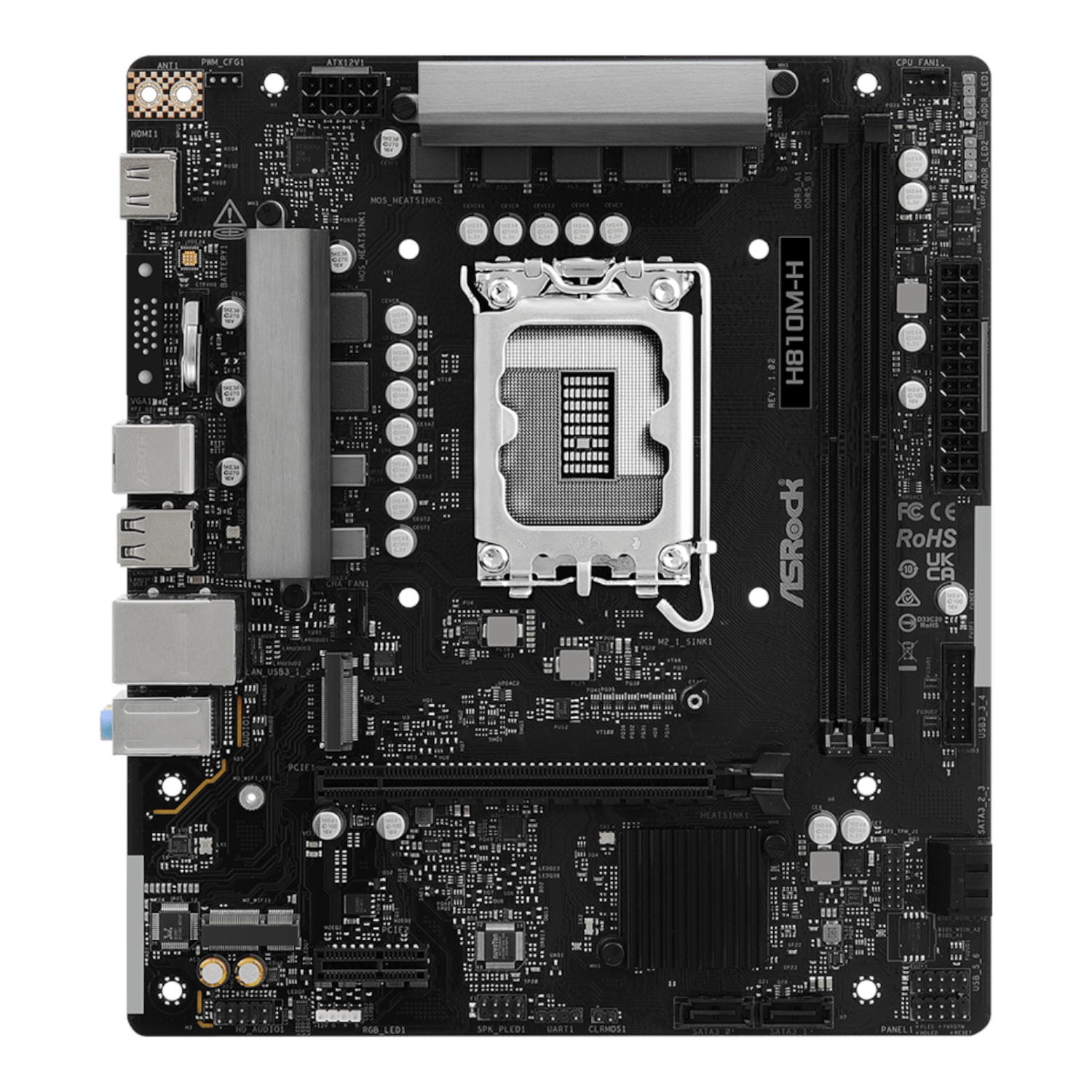 ASRock H810M-H Intel LGA1851 Micro ATX Motherboard - Black - Image 2
