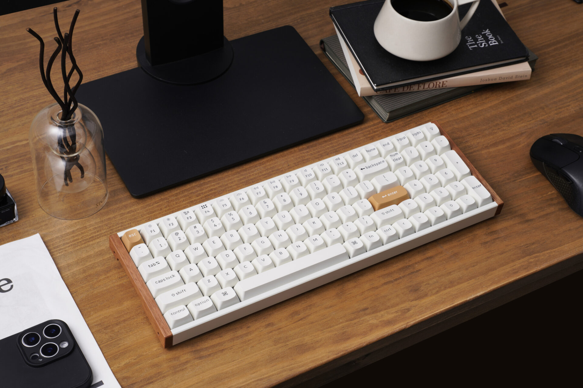 Keychron K4 HE 96% Magnetic Switch Hot-Swap RGB Wireless Keyboard – White (Wood + Aluminium) - Image 3