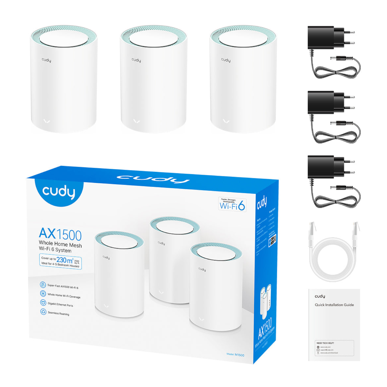Cudy AX1500 Gigabit Mesh Wi-Fi 6 System – 3 Pack - Image 2