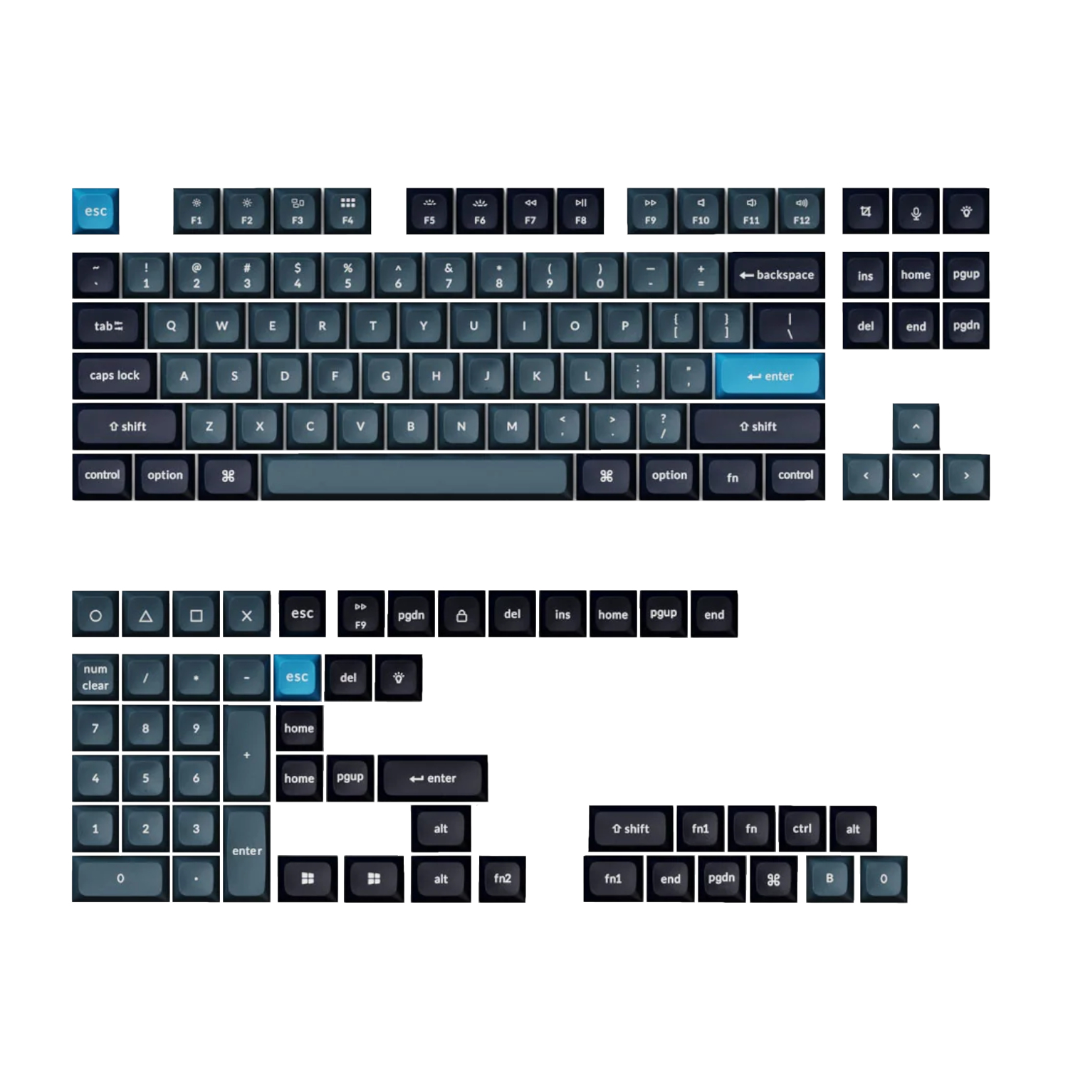 Keychron Double Shot KSA PBT Keycap Set - Dark Grey/Grey/Blue