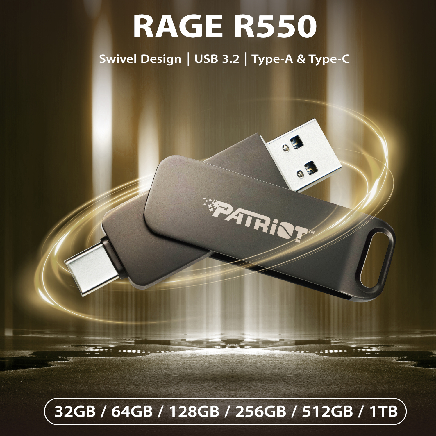 Patriot Rage R550 128GB USB3.2 Swing Type A to Type-C Flash Drive - Image 5