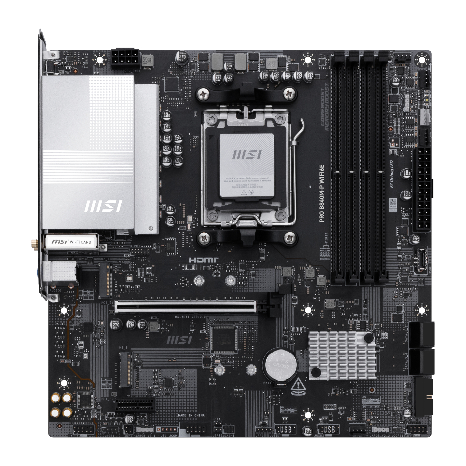 MSI PRO B840M-P Wi-Fi 6E AMD AM5 MATX Gaming Motherboard - Image 2