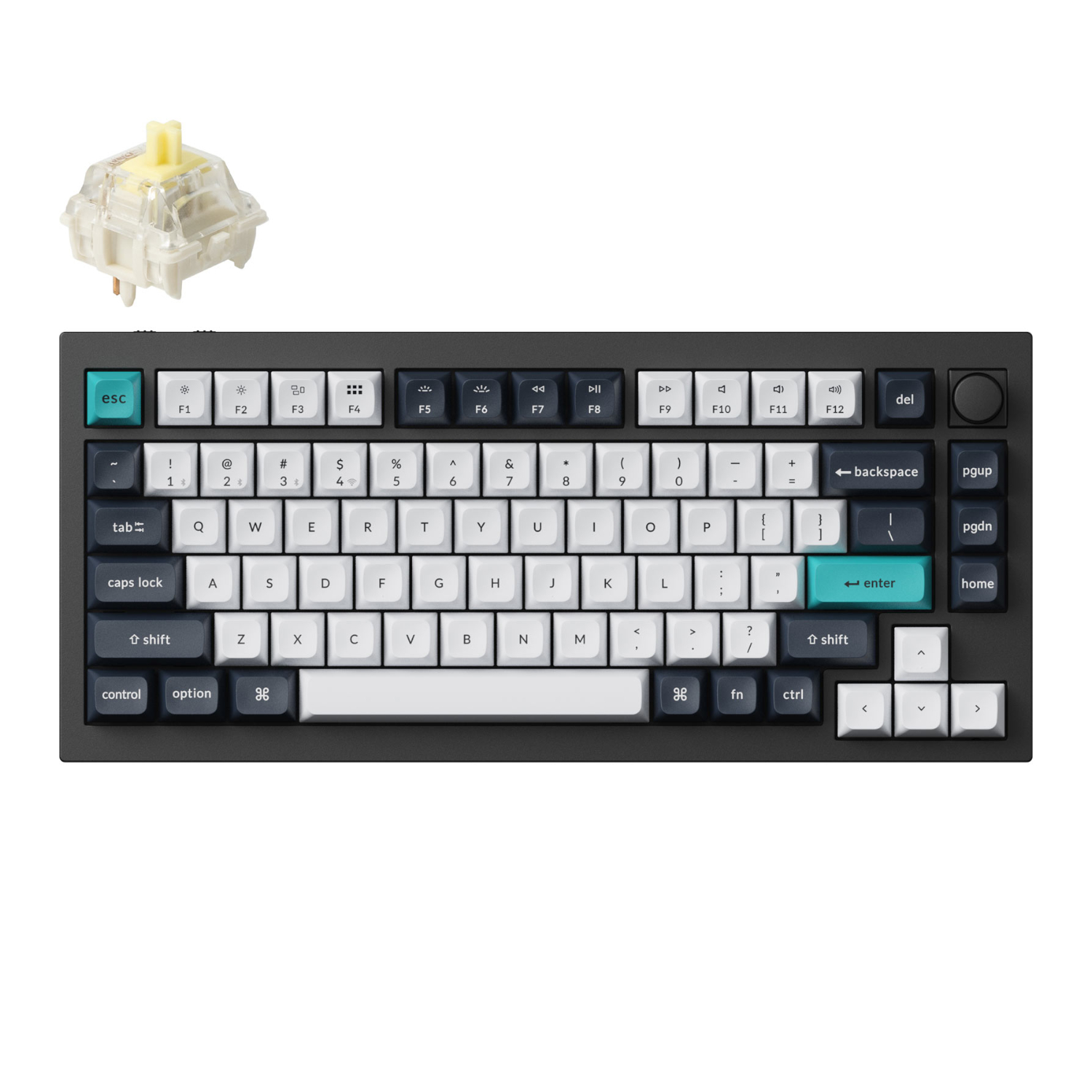 Keychron Q1 Max QMK/VIA RGB Wireless Custom Mechanical Keyboard (Gateron BANANA Switches) - Black