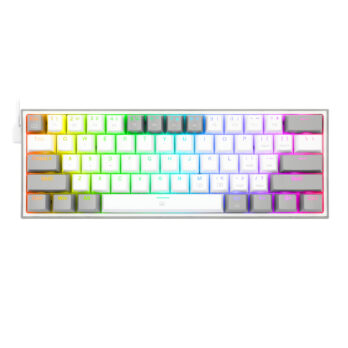 Redragon K617 FIZZ 60% Wired RGB Gaming Keyboard - White/Grey