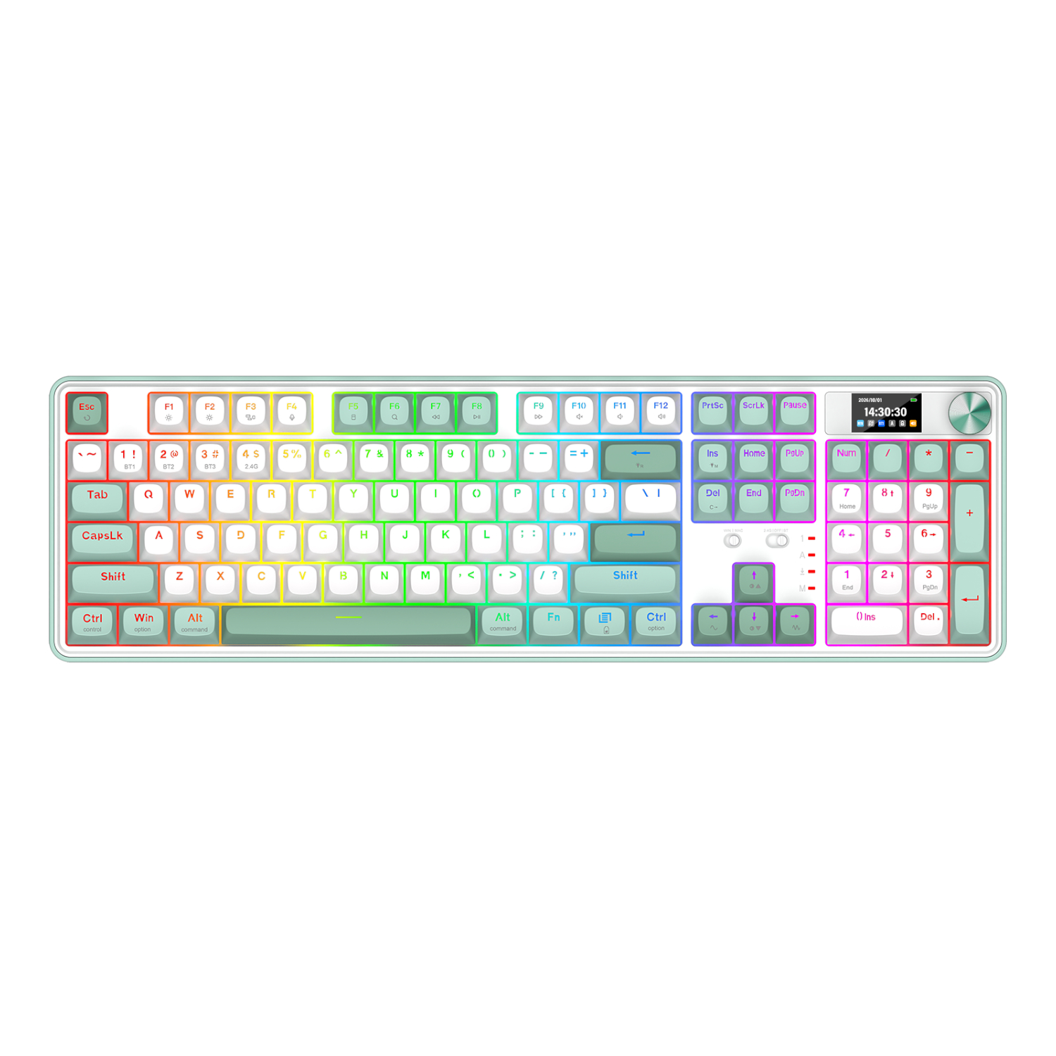 Redragon WYVERN K761 Pro Full-size RGB Wireless Mechanical Gaming Keyboard - White/Green - Image 2