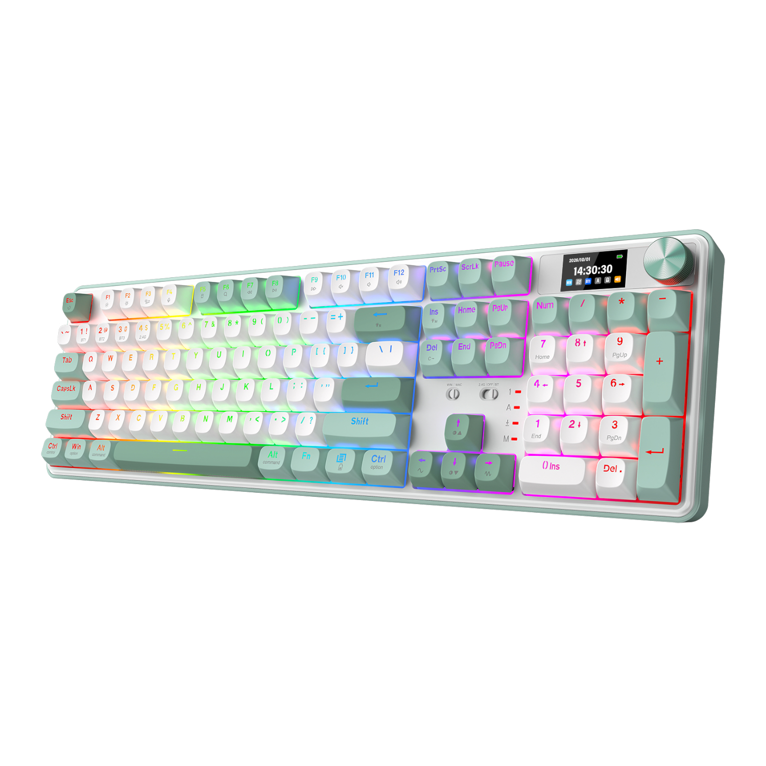 Redragon WYVERN K761 Pro Full-size RGB Wireless Mechanical Gaming Keyboard - White/Green - Image 5