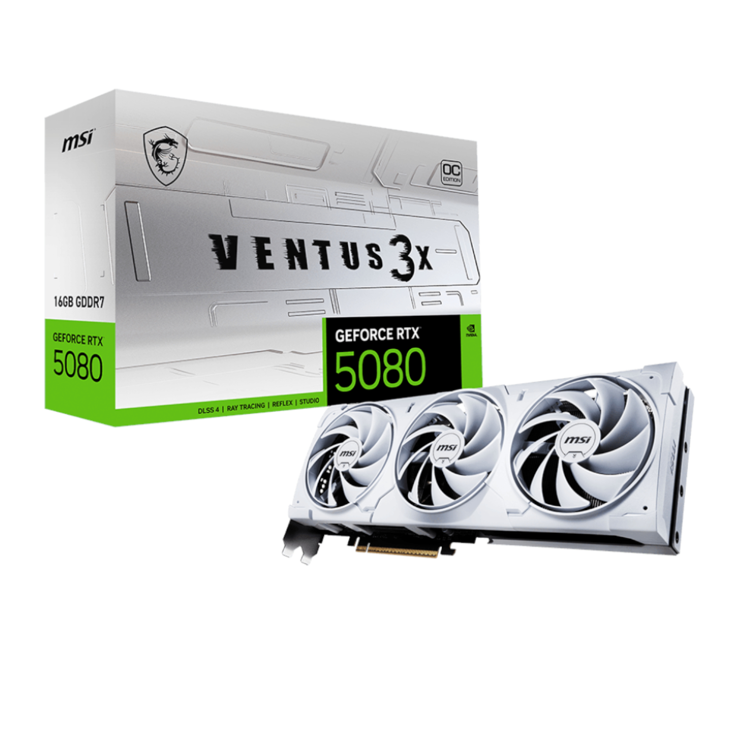 MSI GeForce RTX 5080 VENTUS 3X OC 16GB GDDR7 Graphics Card - White