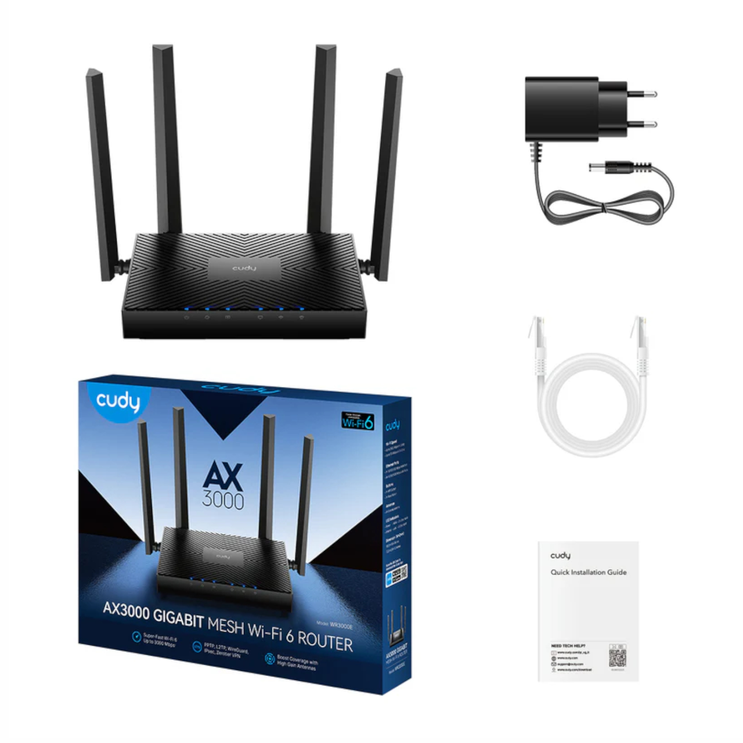 Cudy AX3000 5-Port Gigabit Dual-Band Wi-Fi 6 Mesh Router – Black - Image 6