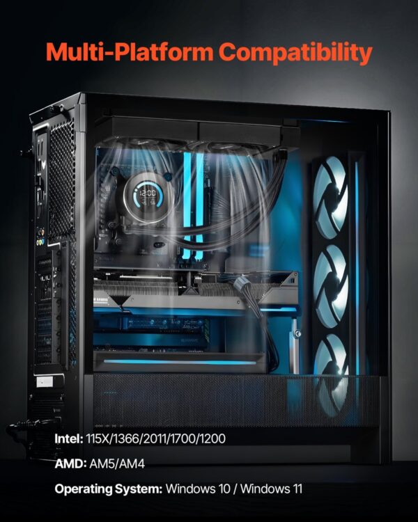 VEVOR CPU Liquid Cooler With 120 Mm PWN Fans For Intel AMD