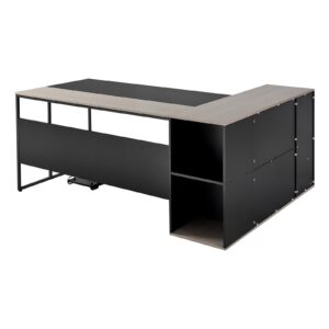 L-Shaped Executive Desk, Large Modern Office Table With Drawers & Storage Cabinet, Heavy Duty Wooden Executive Table With CPU Stand, 350 LBS Load Capacity, Easy Assembly, For Work Study Writing
