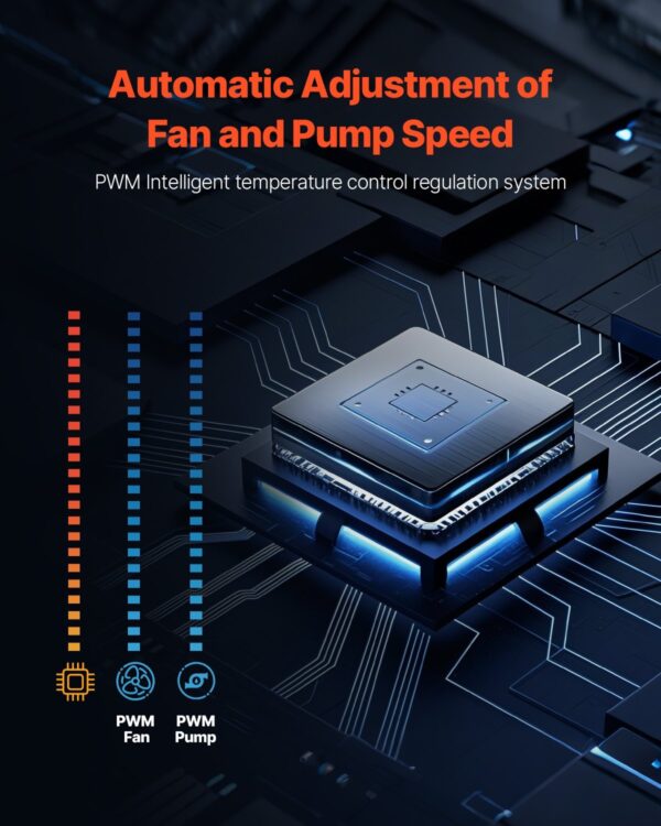 VEVOR CPU Liquid Cooler With 120 Mm PWN Fans For Intel AMD