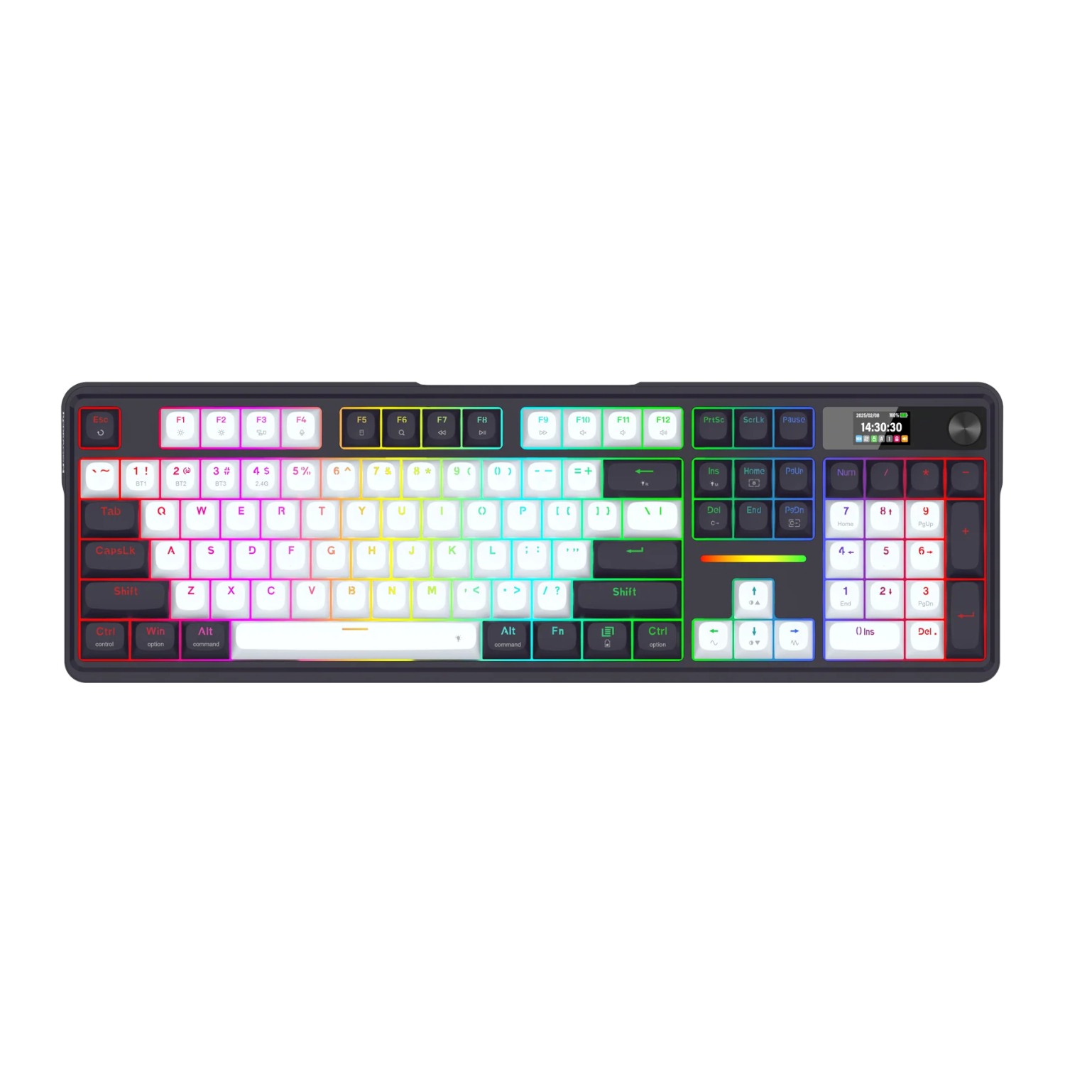 Redragon K762WB-RGB-PRO LCD Full-size Gasket Mechanical Keyboard - Black